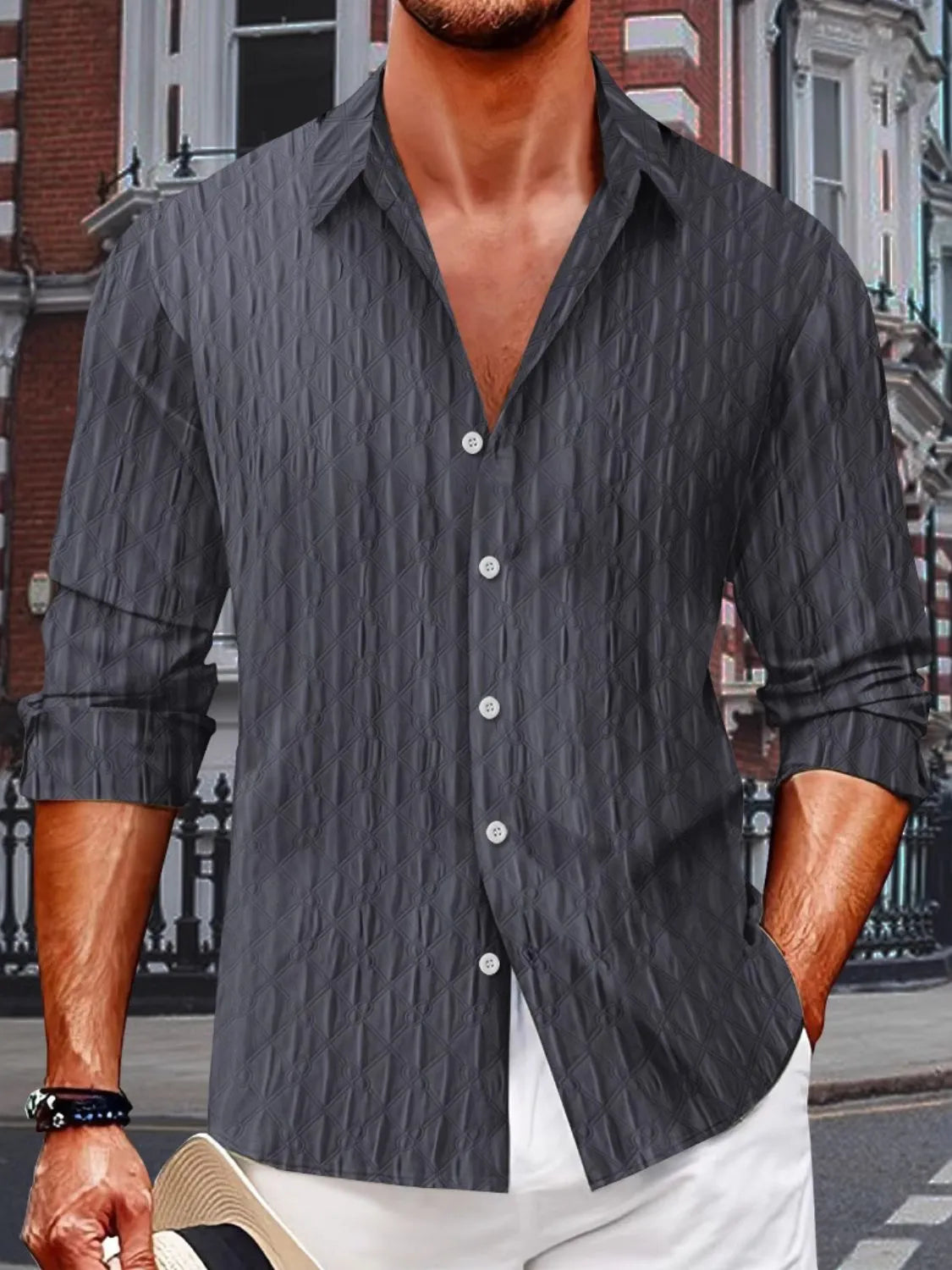 Men's Full Size Button Up Long Sleeve Shirt Plus Size