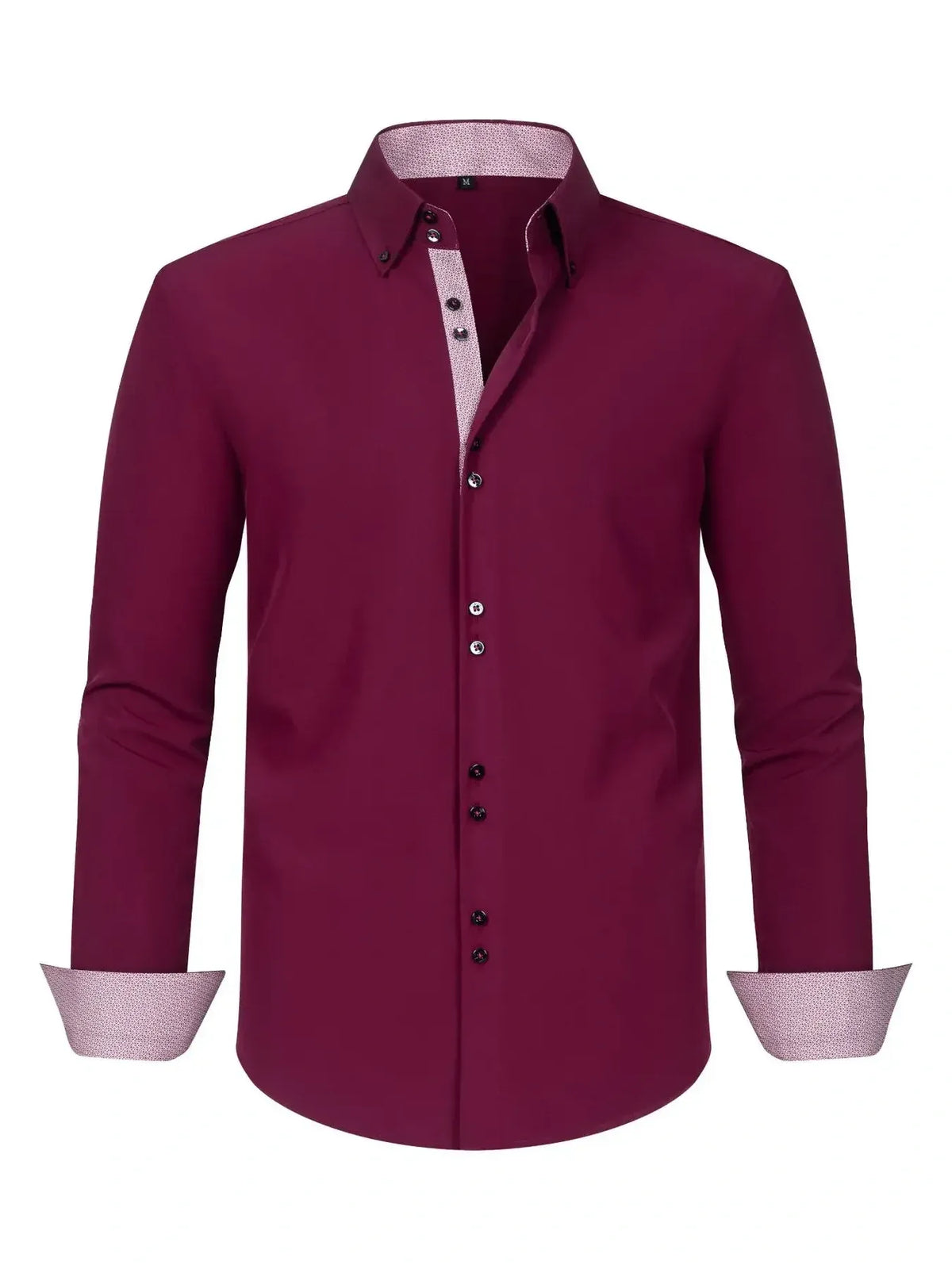 Men's Full Size Button-Down Casual Shirt with Contrast Cuffs Plus Size