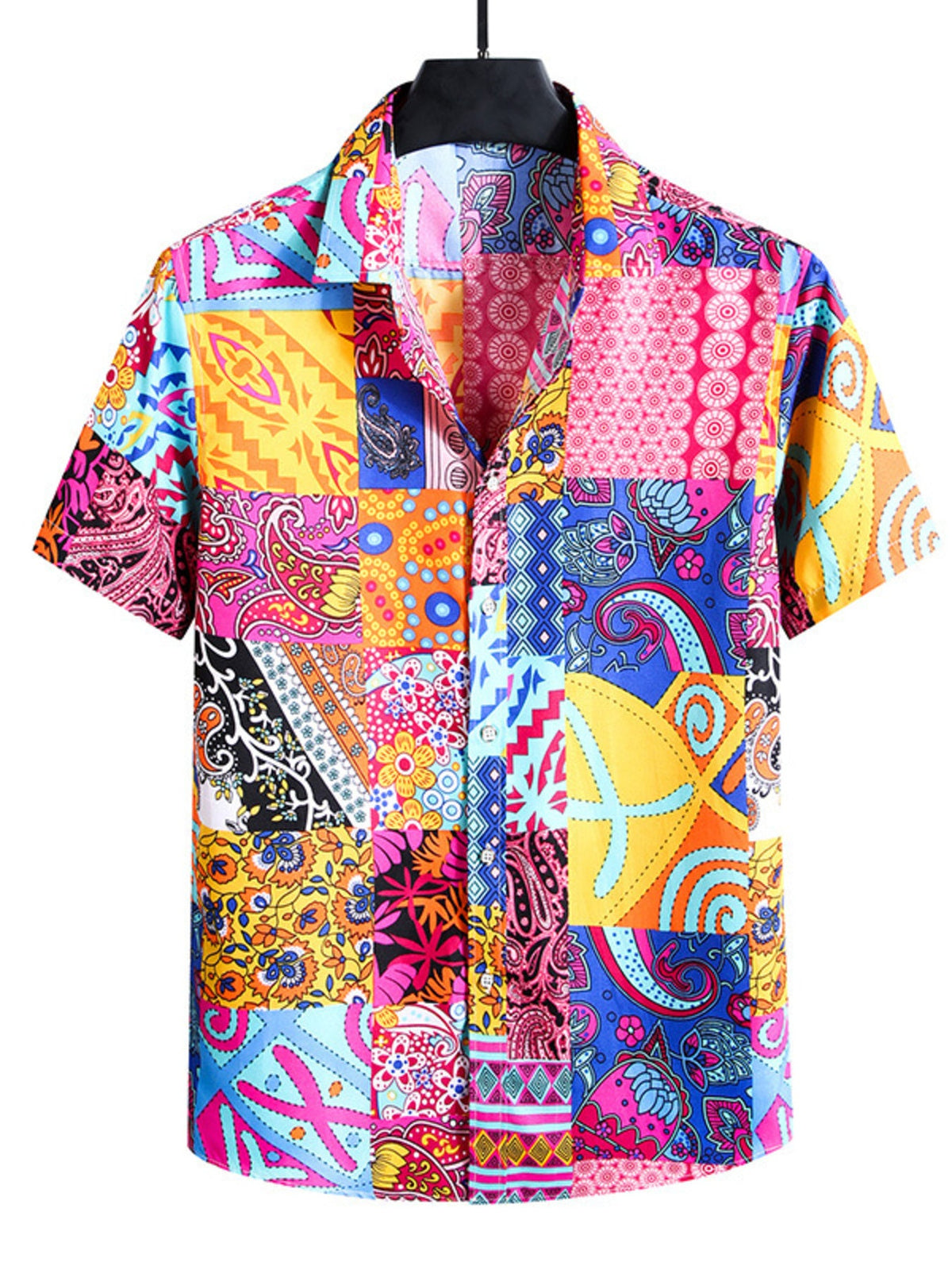 Men's Plus Size Nautical Print Short Sleeve Casual Shirt