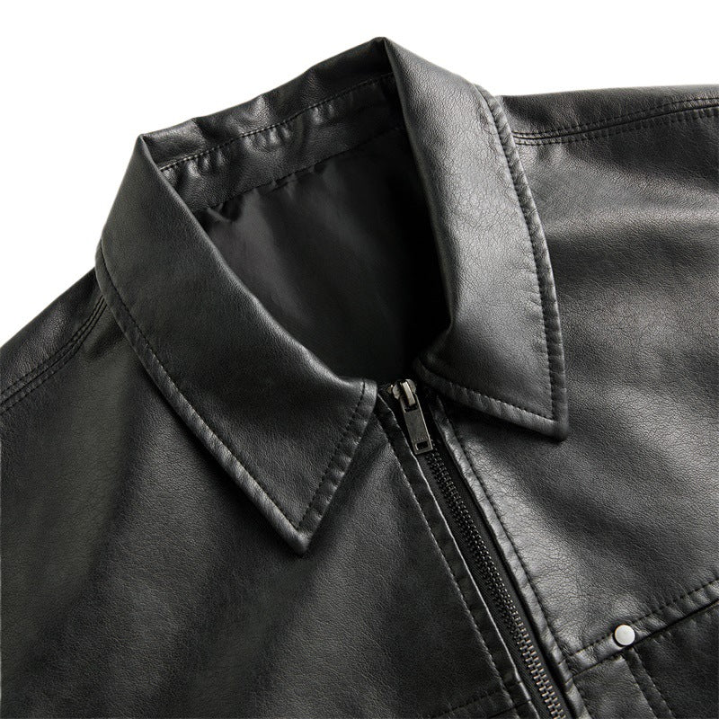 Reaper unit worldwide High Street Ins Style Leather Coat Short Sleeve Jacket