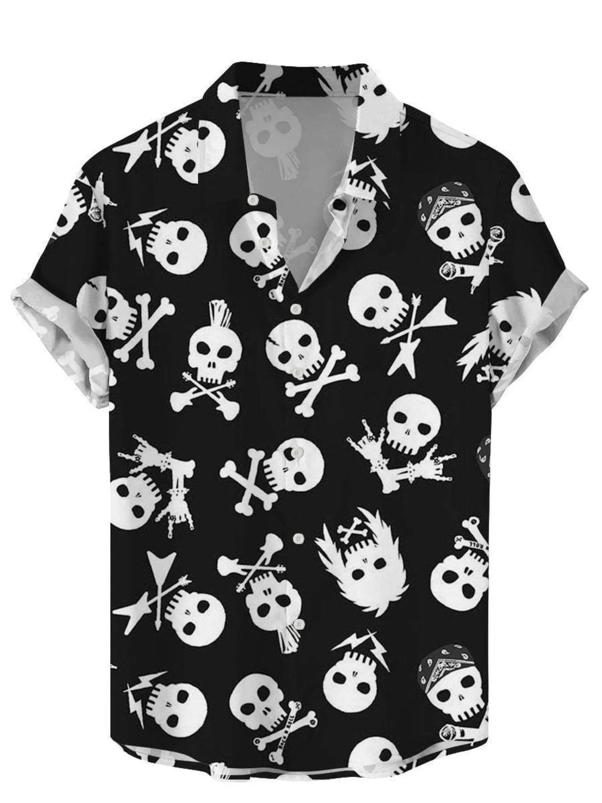 Men's Plus Size Printed Button Up Short Sleeve Shirt