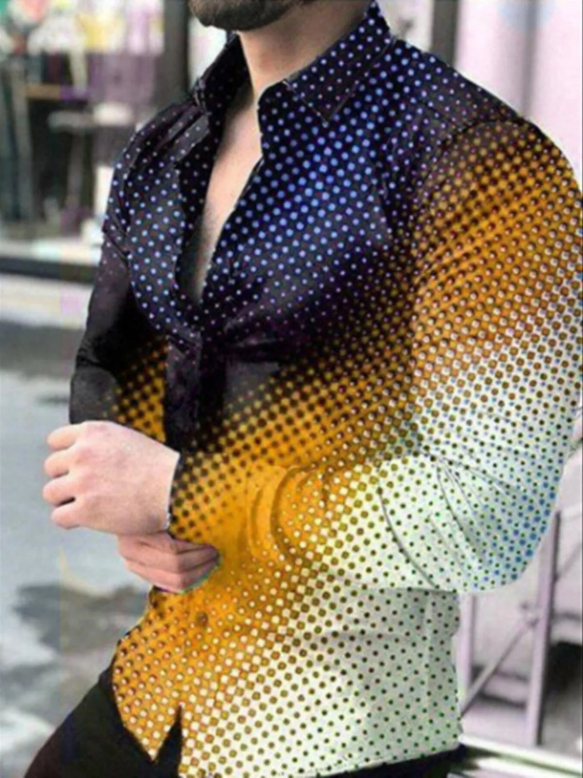 Men's Full Size Printed Button-Down Shirt Plus Size