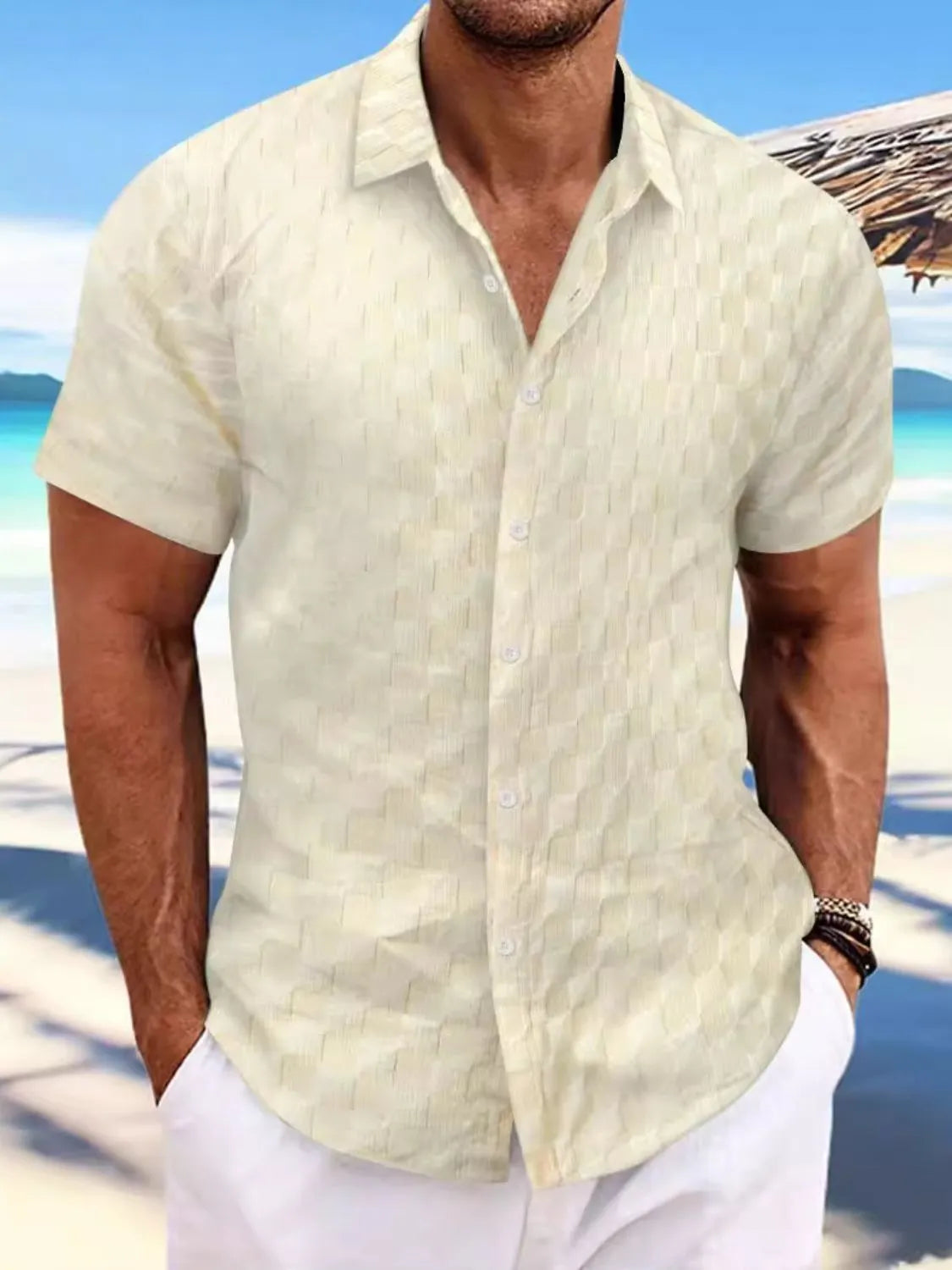 Men's Full Size Button Up Short Sleeve Shirt Plus Size