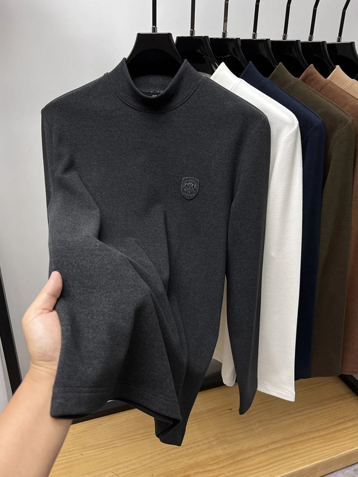 Men's Plus Size Mock Neck Long Sleeve T-Shirt