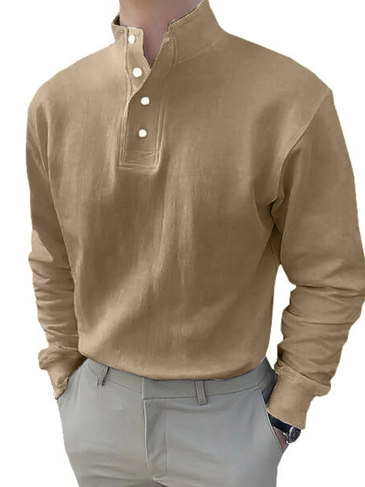 Men's Full Size Button Detail Long Sleeve Blouse Plus Size