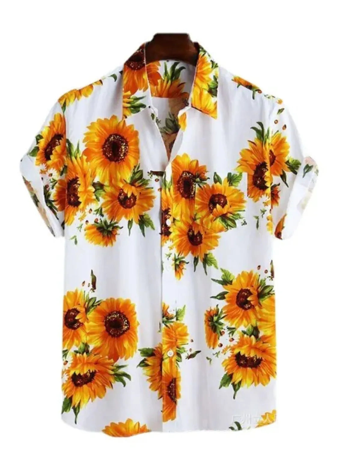 Men's Full Size Sunflower Short Sleeve Shirt Plus Size