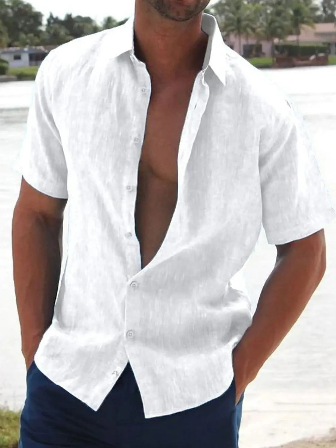 Men's Full Size Button Up Short Sleeve Shirt Plus Size