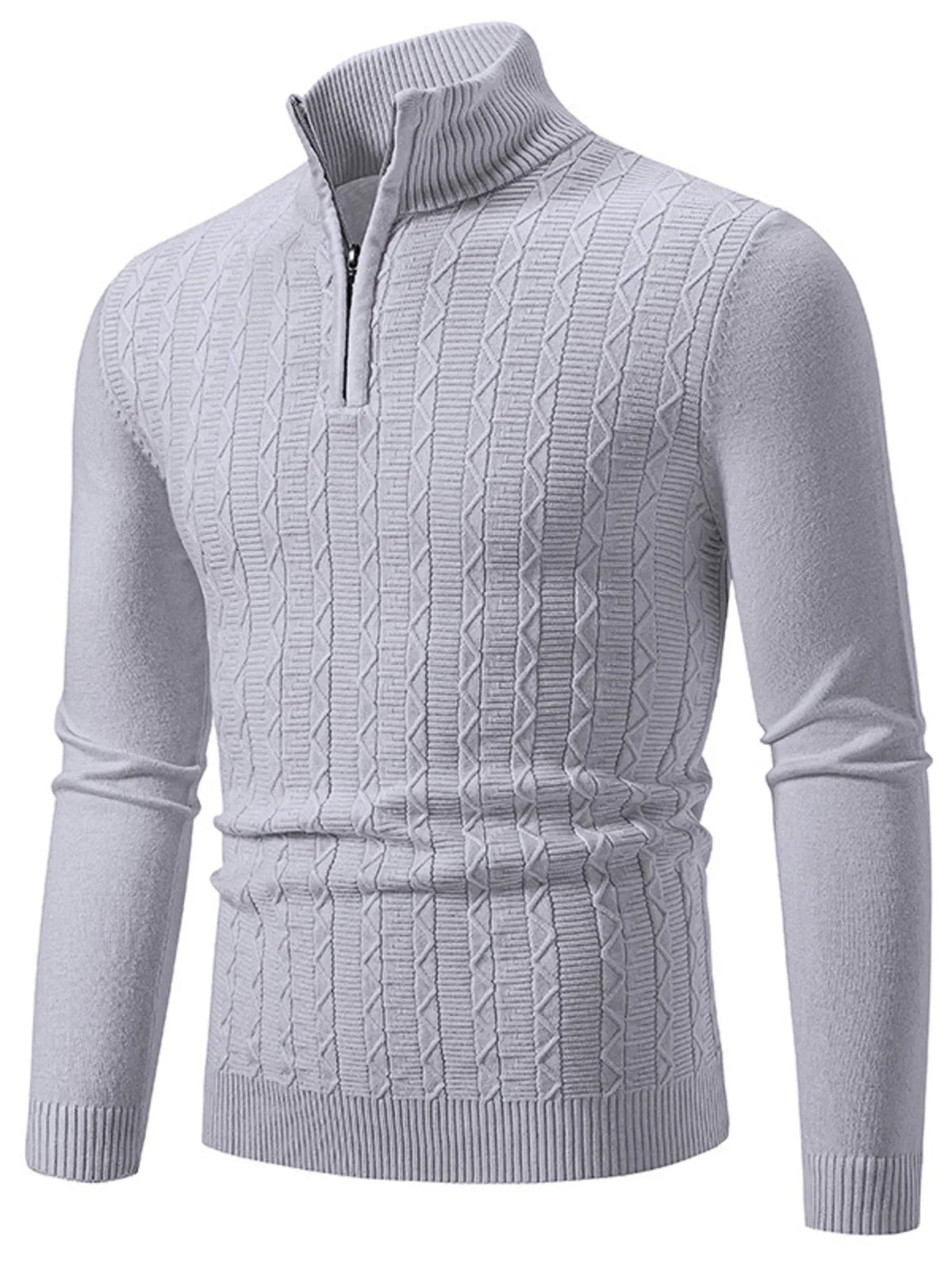 Men's Plus Size Quarter Zip Long Sleeve Sweater