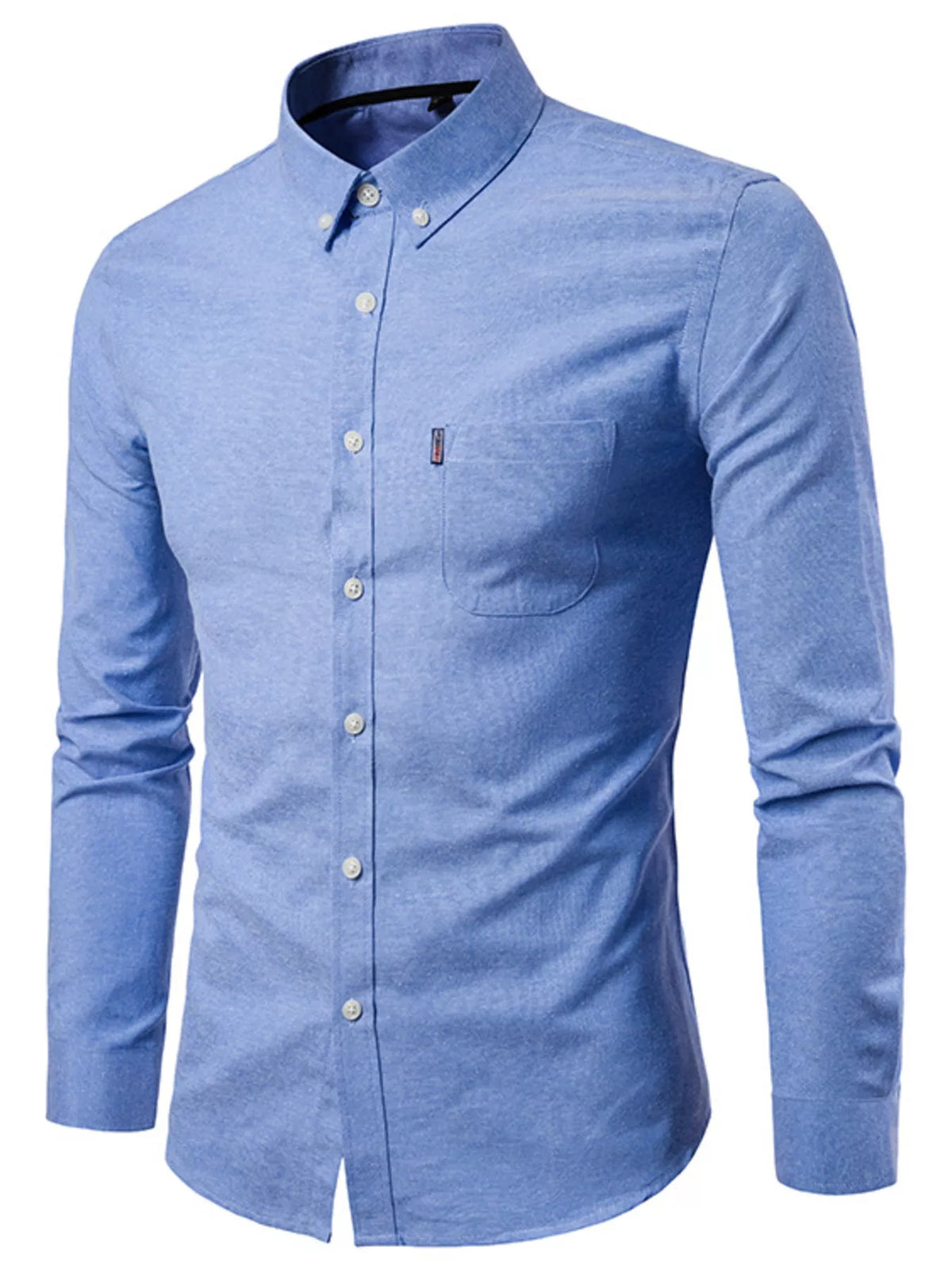 Men's Plus Size Slim Fit Long Sleeve Button-Down Shirt