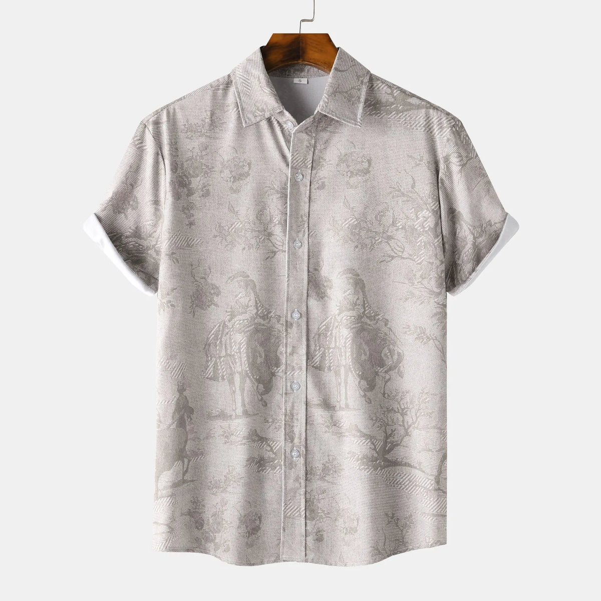 Men's Printed Button Up Short Sleeve Shirt