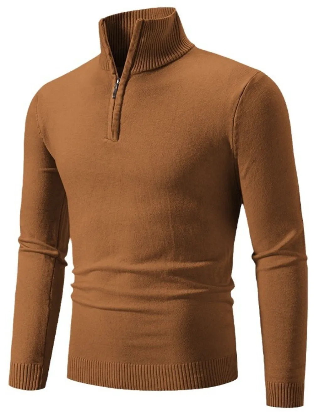 Men's Plus Size Quarter Zip Long Sleeve Sweater
