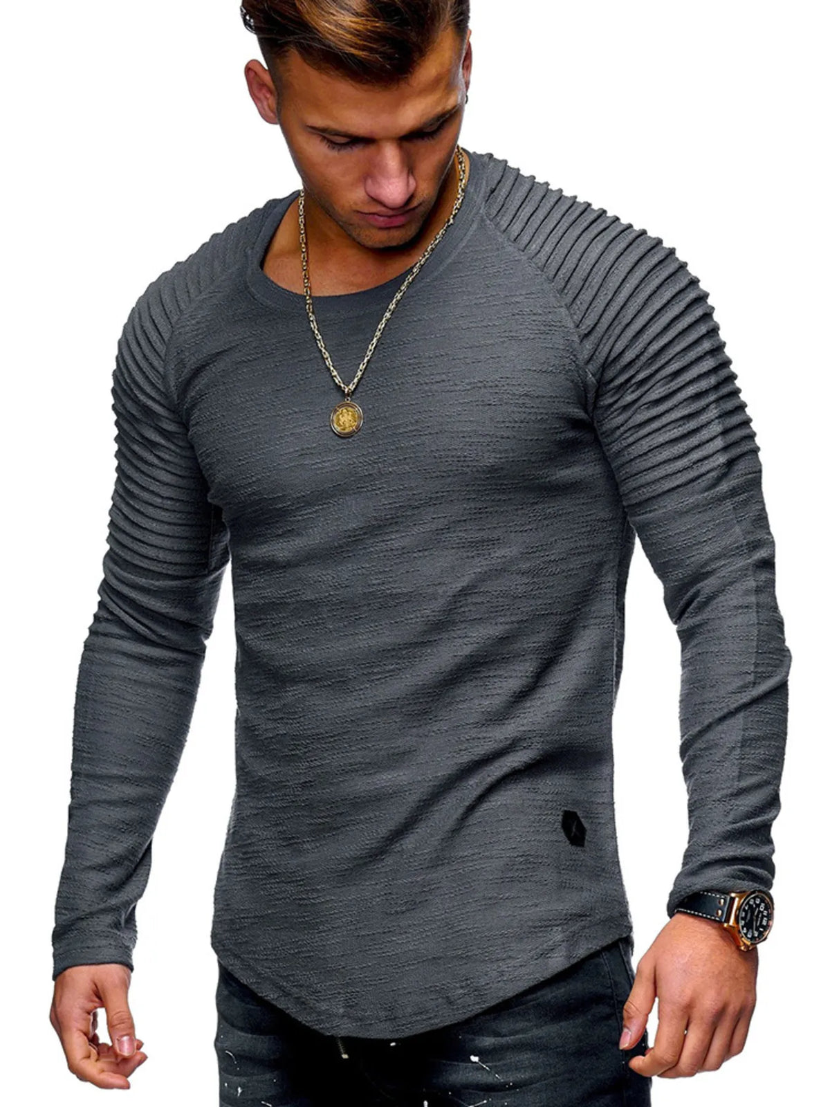 Men's Plus Size Round Neck Raglan Sleeve T-Shirt