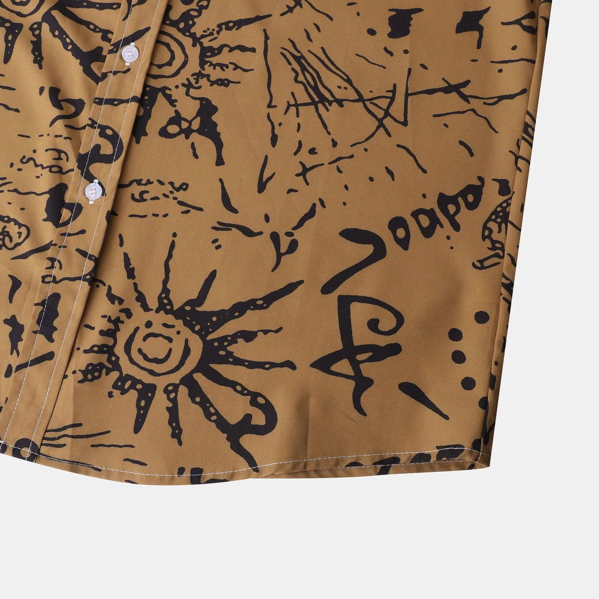 Men's Plus Size Vintage Sun Print Short Sleeve Button-Up Shirt