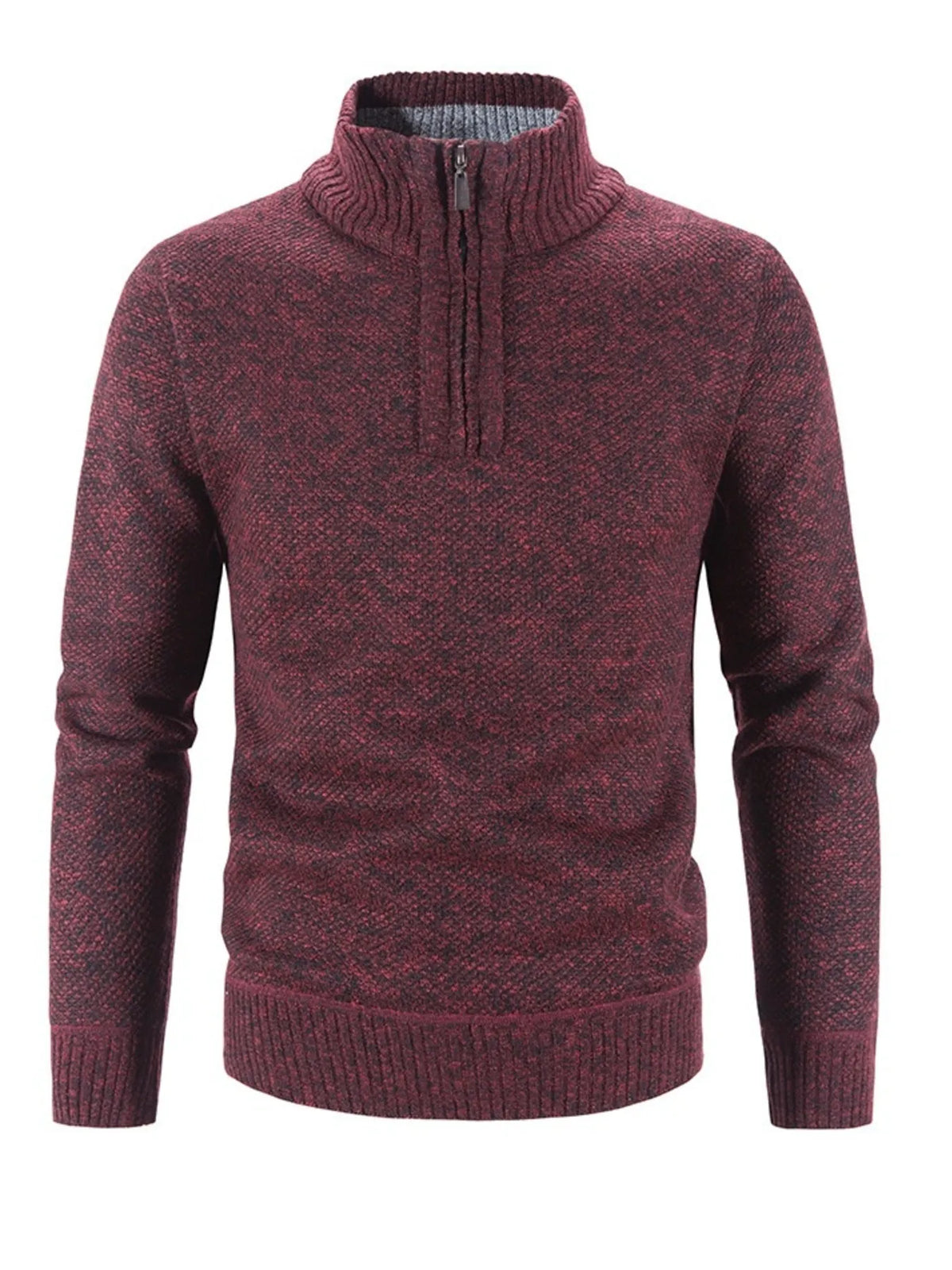 Men's Plus Size Quarter Zip Long Sleeve Sweater