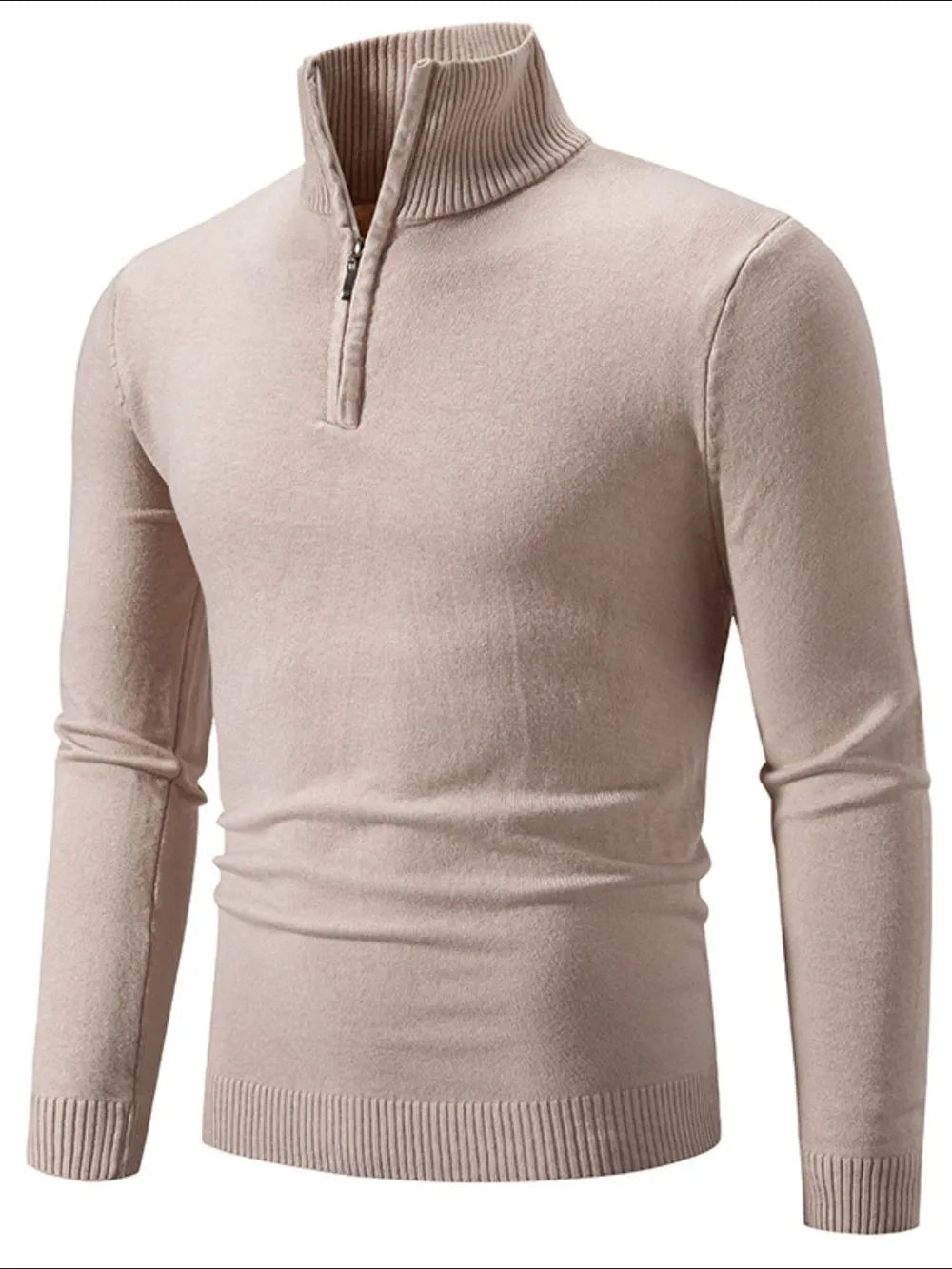 Men's Plus Size Quarter Zip Long Sleeve Sweater