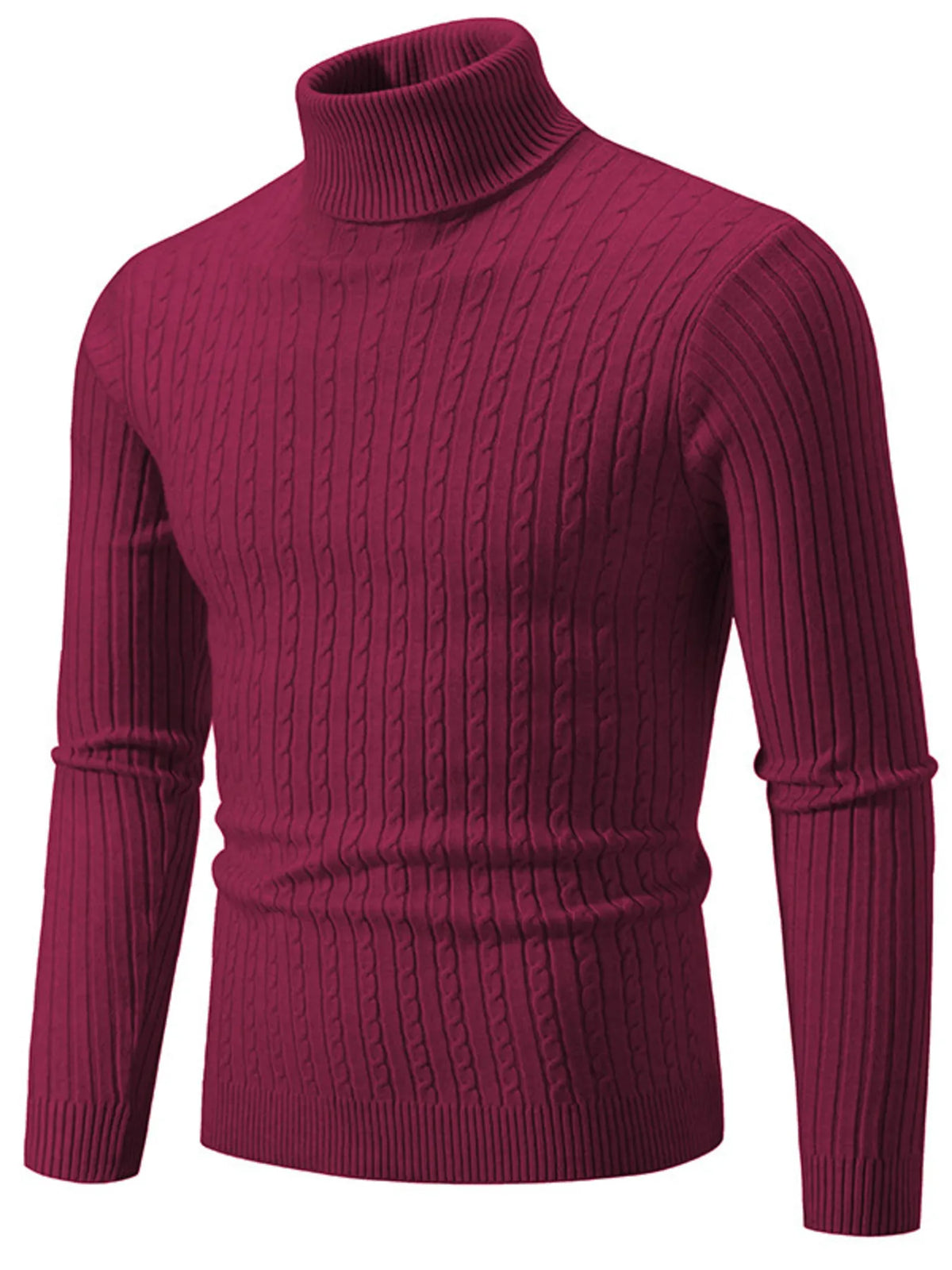 Men's Plus Size Ribbed Turtleneck Long Sleeve Sweater