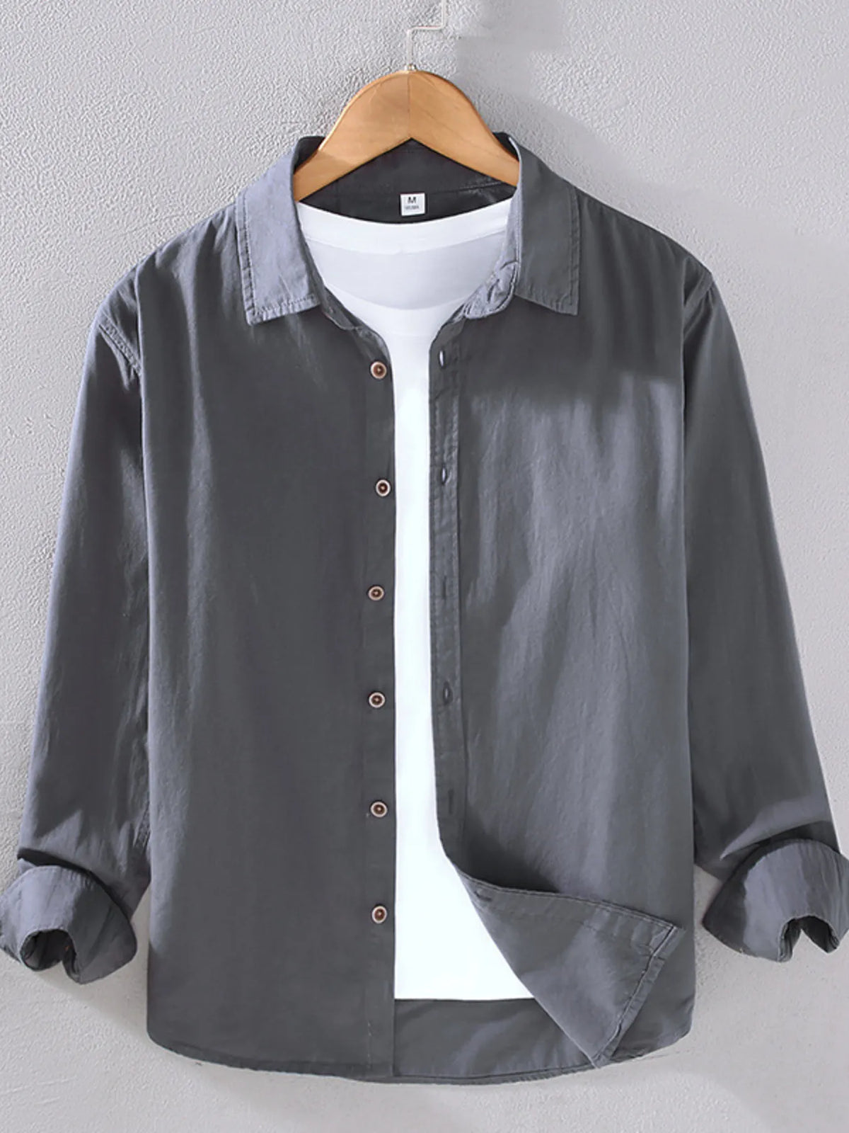 Men's Plus Size Long Sleeve Button-Up Shirt