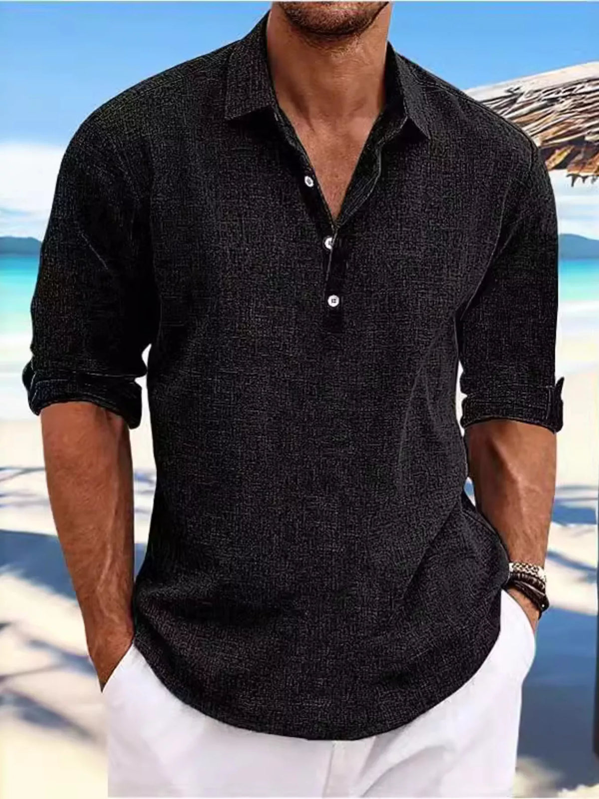 Men's Full Size Casual Half Button Shirt Plus Size