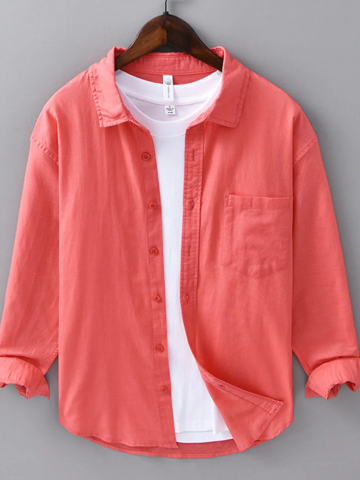 Men's Plus Size Button Up Long Sleeve Shirt