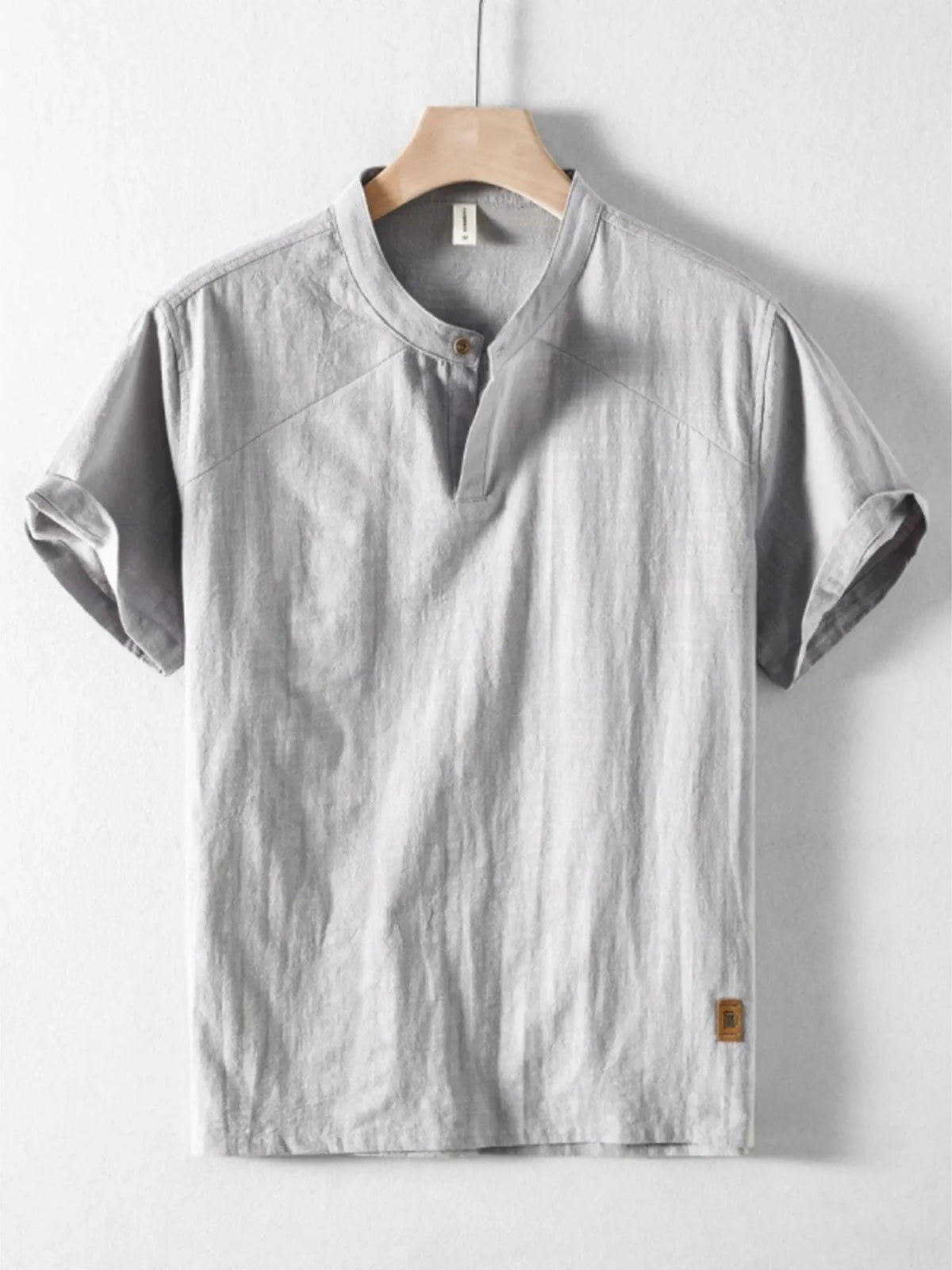 Men's Plus Size Short Sleeve Button Detail Blouse
