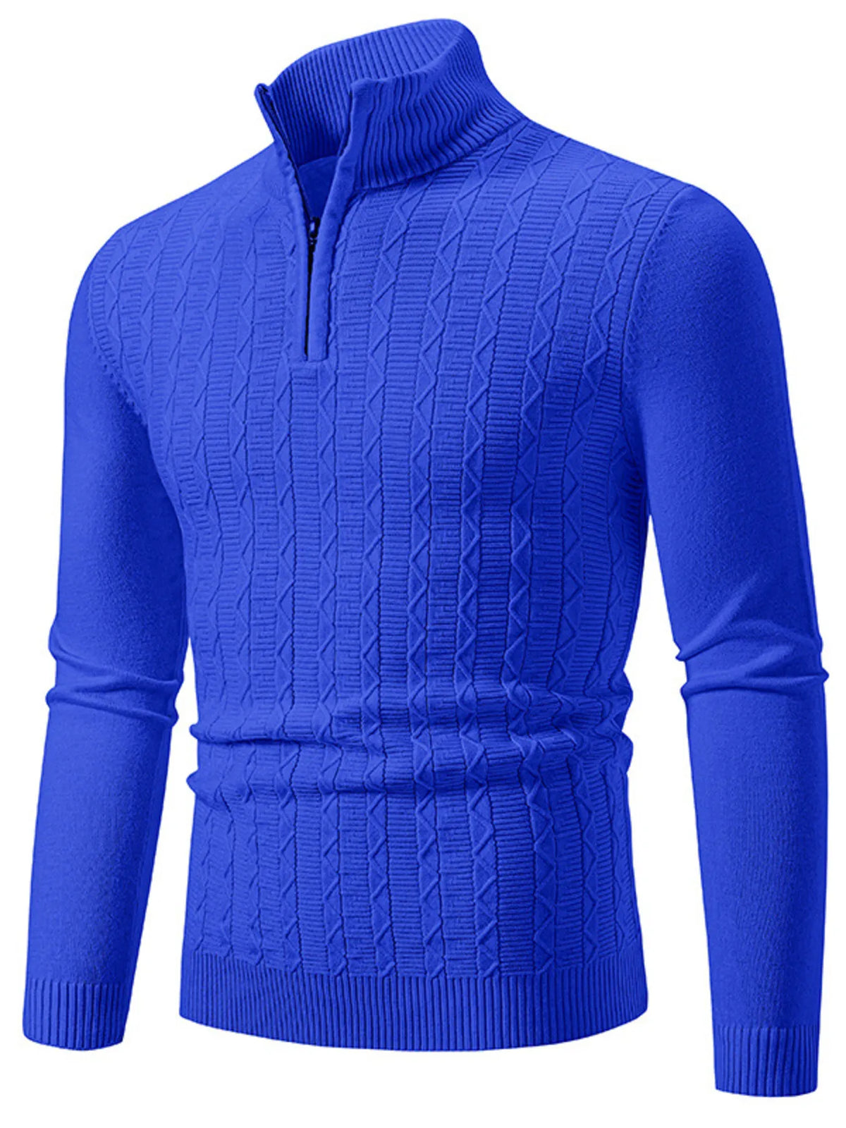 Men's Plus Size Quarter Zip Long Sleeve Sweater
