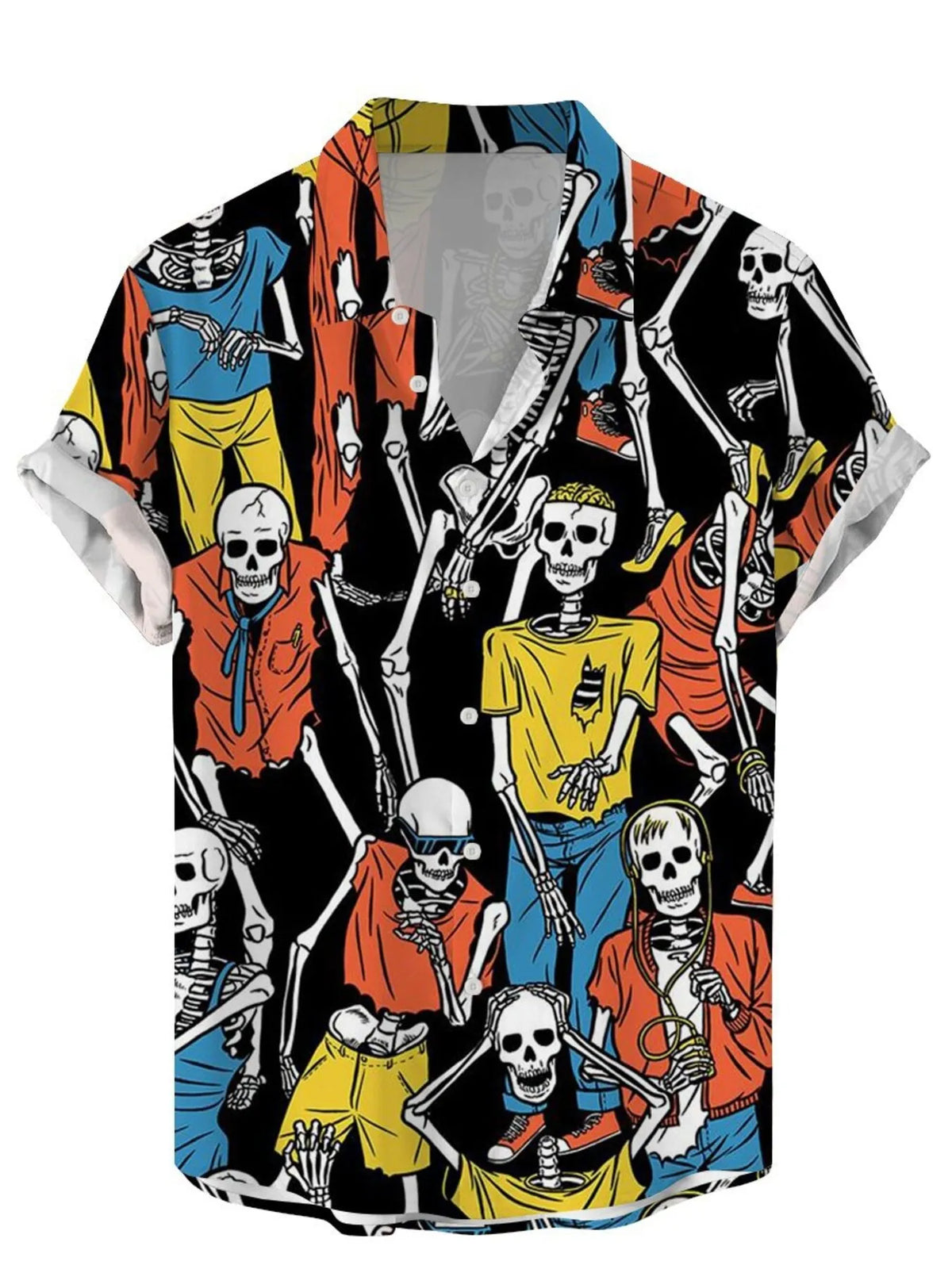 Men's Plus Size Printed Button Up Short Sleeve Shirt