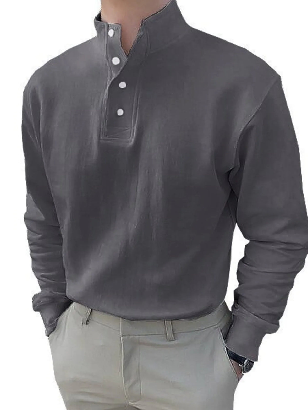 Men's Full Size Button Detail Long Sleeve Blouse Plus Size