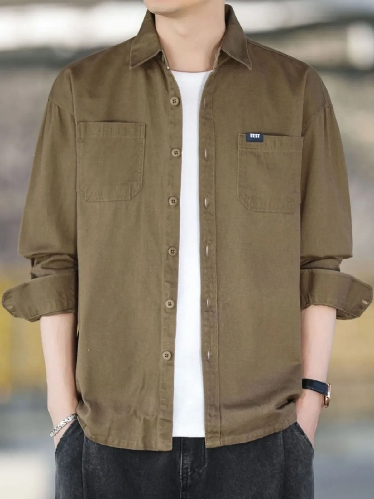 Men's Plus Size Button Up Long Sleeve Shirt