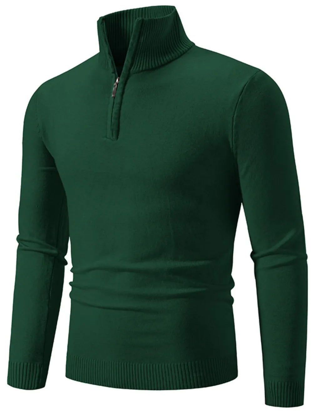 Men's Plus Size Quarter Zip Long Sleeve Sweater