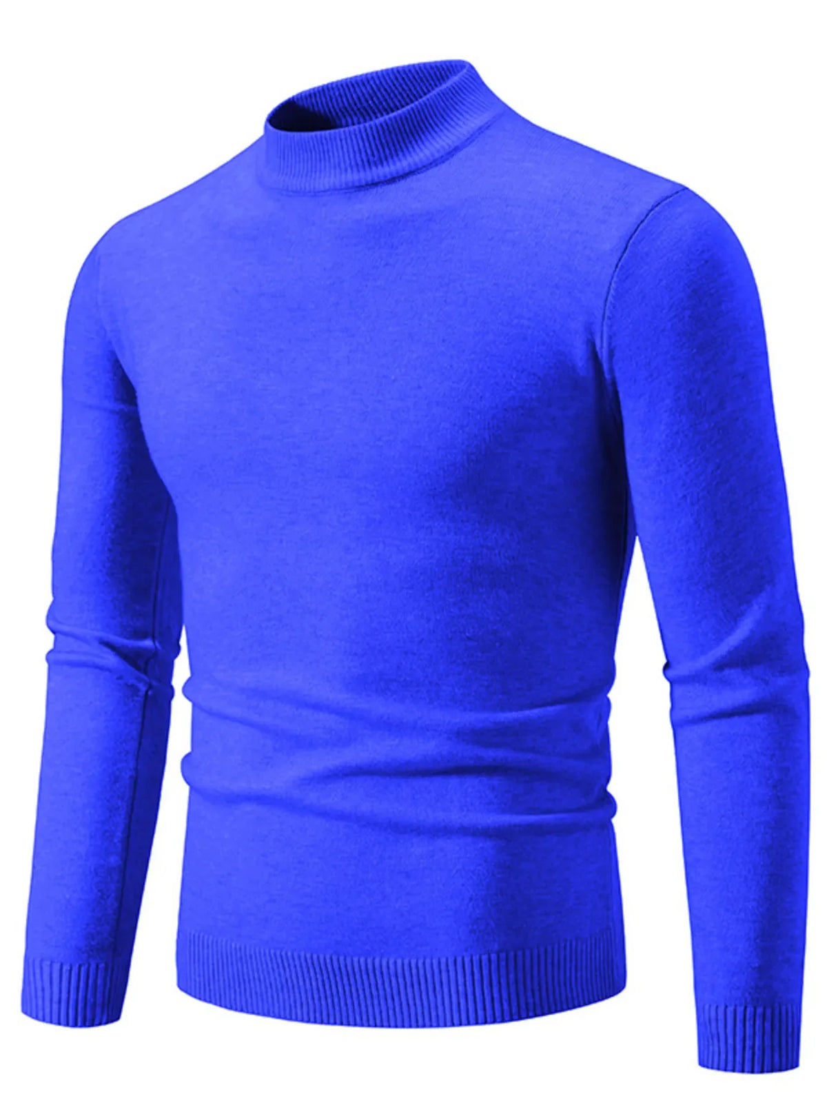 Men's Plus Size Ribbed Hem Mock Neck Long Sleeve Sweater