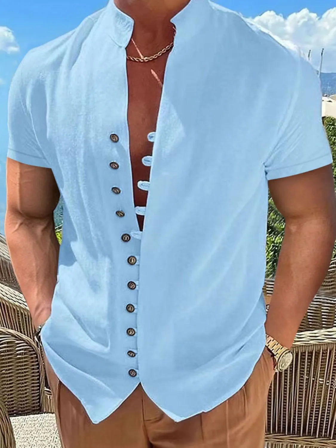 Men's Full Size Button Up Short Sleeve Shirt Plus Size
