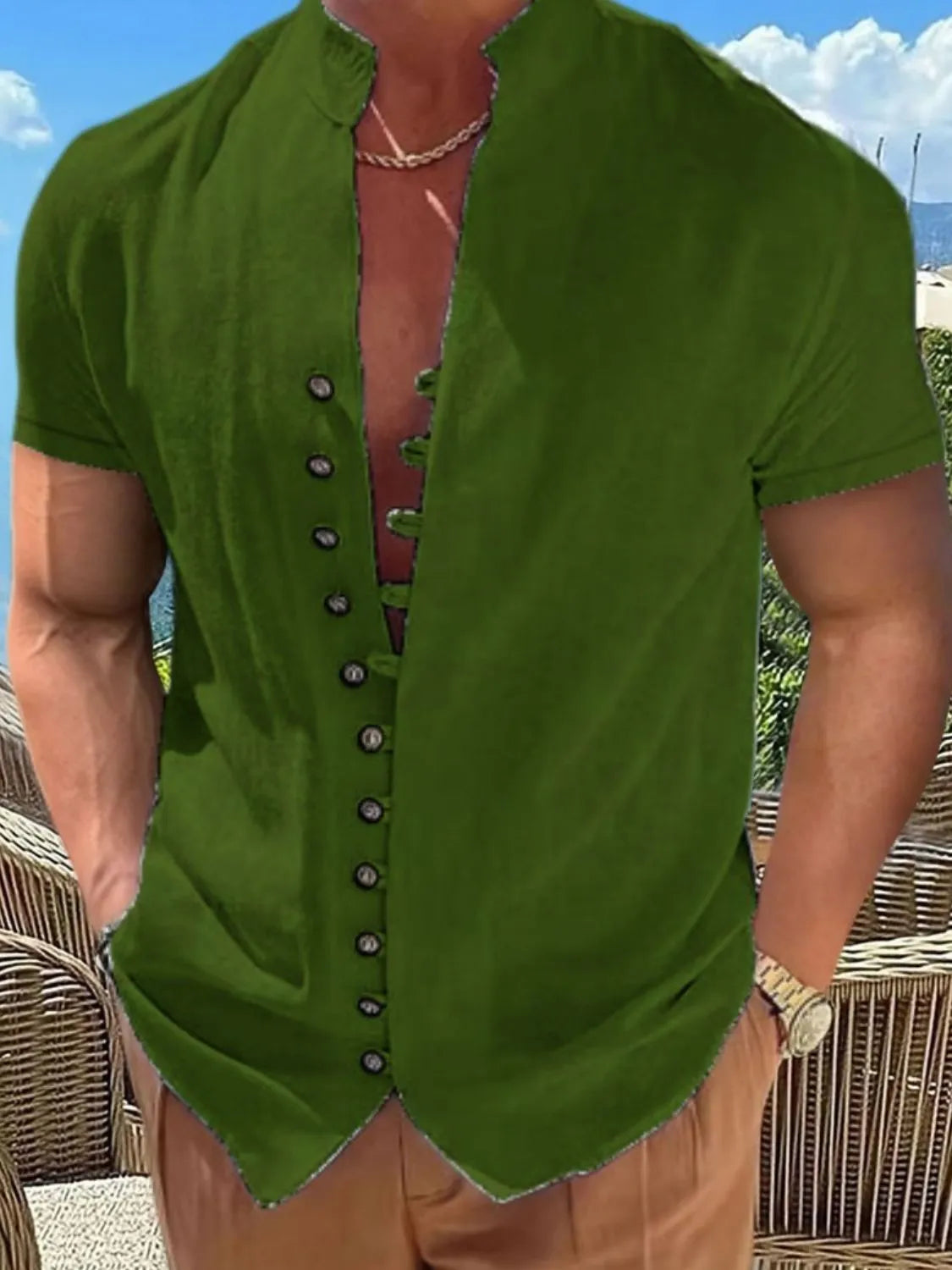 Men's Full Size Button Up Short Sleeve Shirt Plus Size