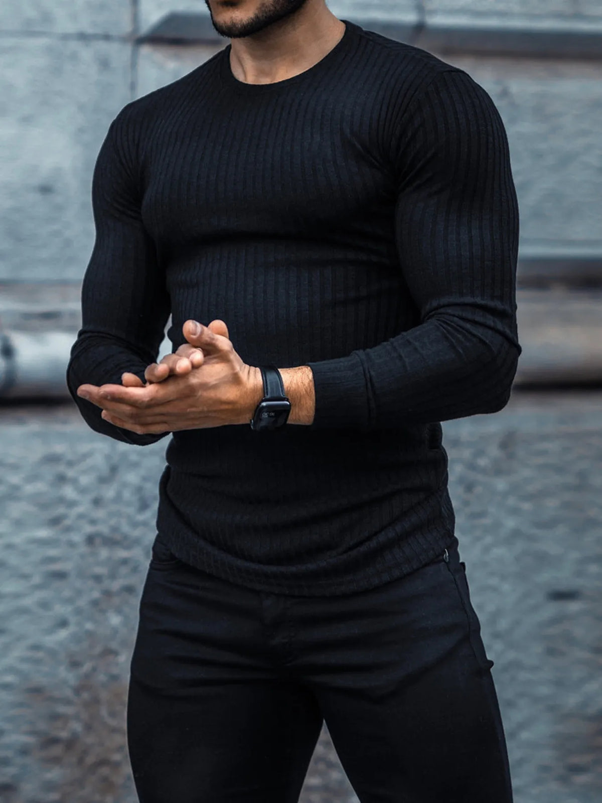 Men's Plus Size Long Sleeve Fitted T-Shirt