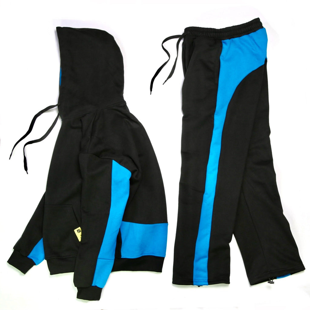 Reaper unit worldwide Paneled Pullover Hoodie - Azure / Black