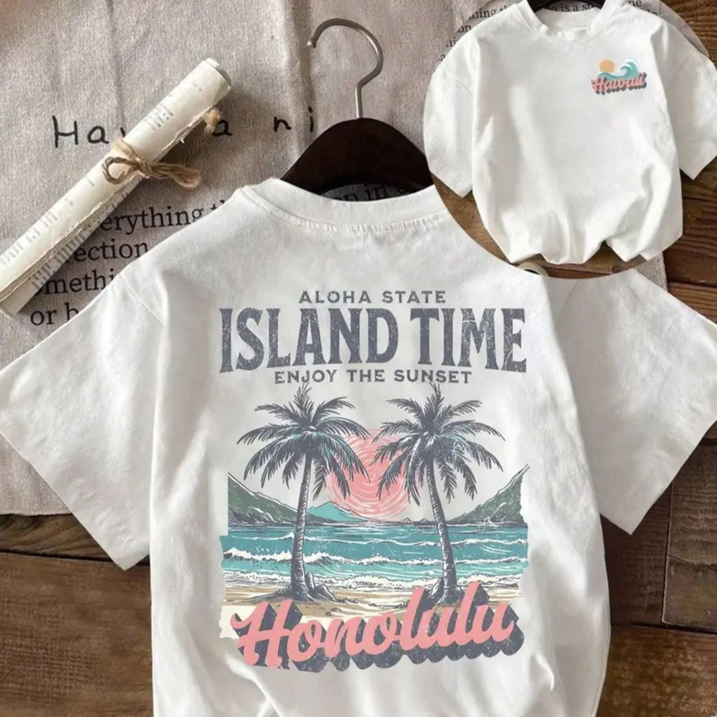 Hawaiian Island Vibes T-Shirt – Retro Summer Beach Vacation Graphic Tee, Unisex Cotton Shirt