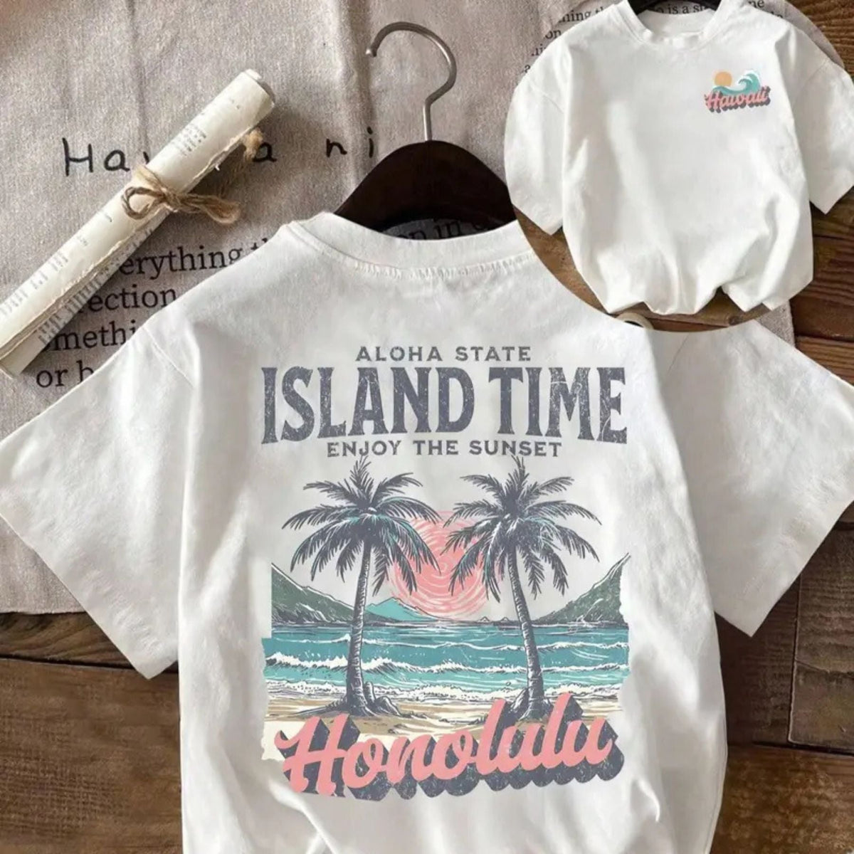 Hawaiian Island Vibes T-Shirt – Retro Summer Beach Vacation Graphic Tee, Unisex Cotton Shirt