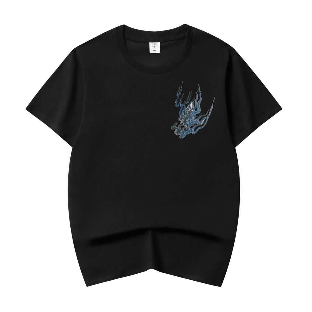 Reaper unit worldwide ET9817 Flaming White Tiger Embroidered Tee