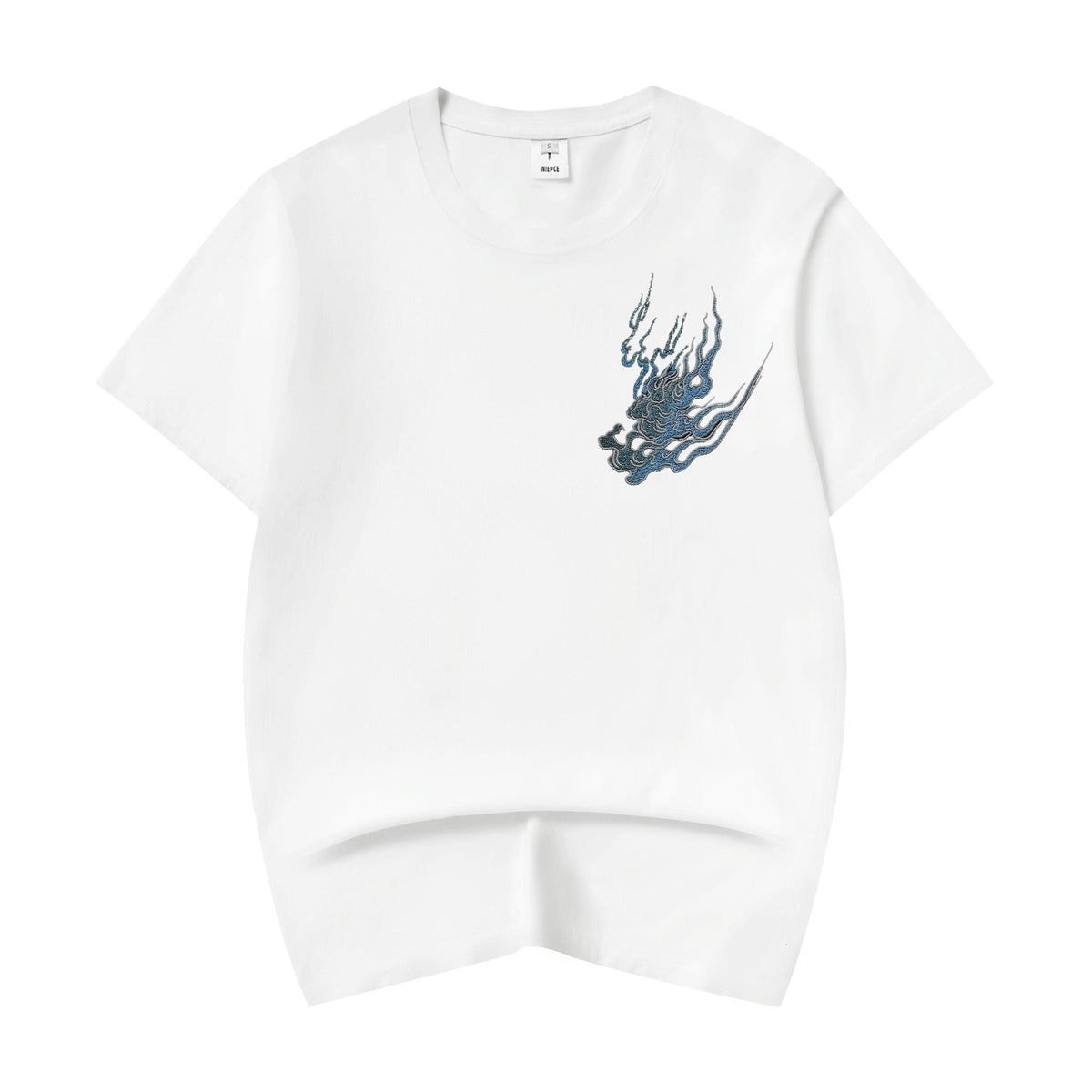 Reaper unit worldwide ET9817 Flaming White Tiger Embroidered Tee
