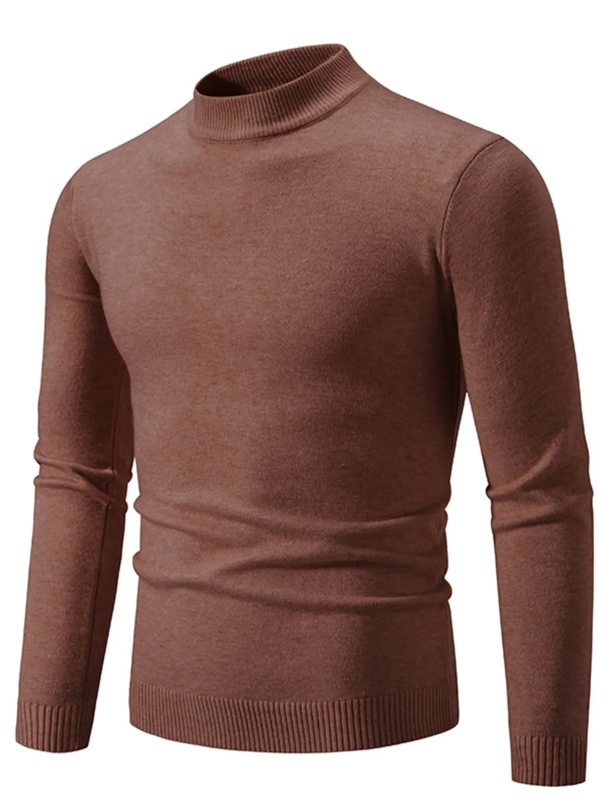 Men's Plus Size Ribbed Hem Mock Neck Long Sleeve Sweater