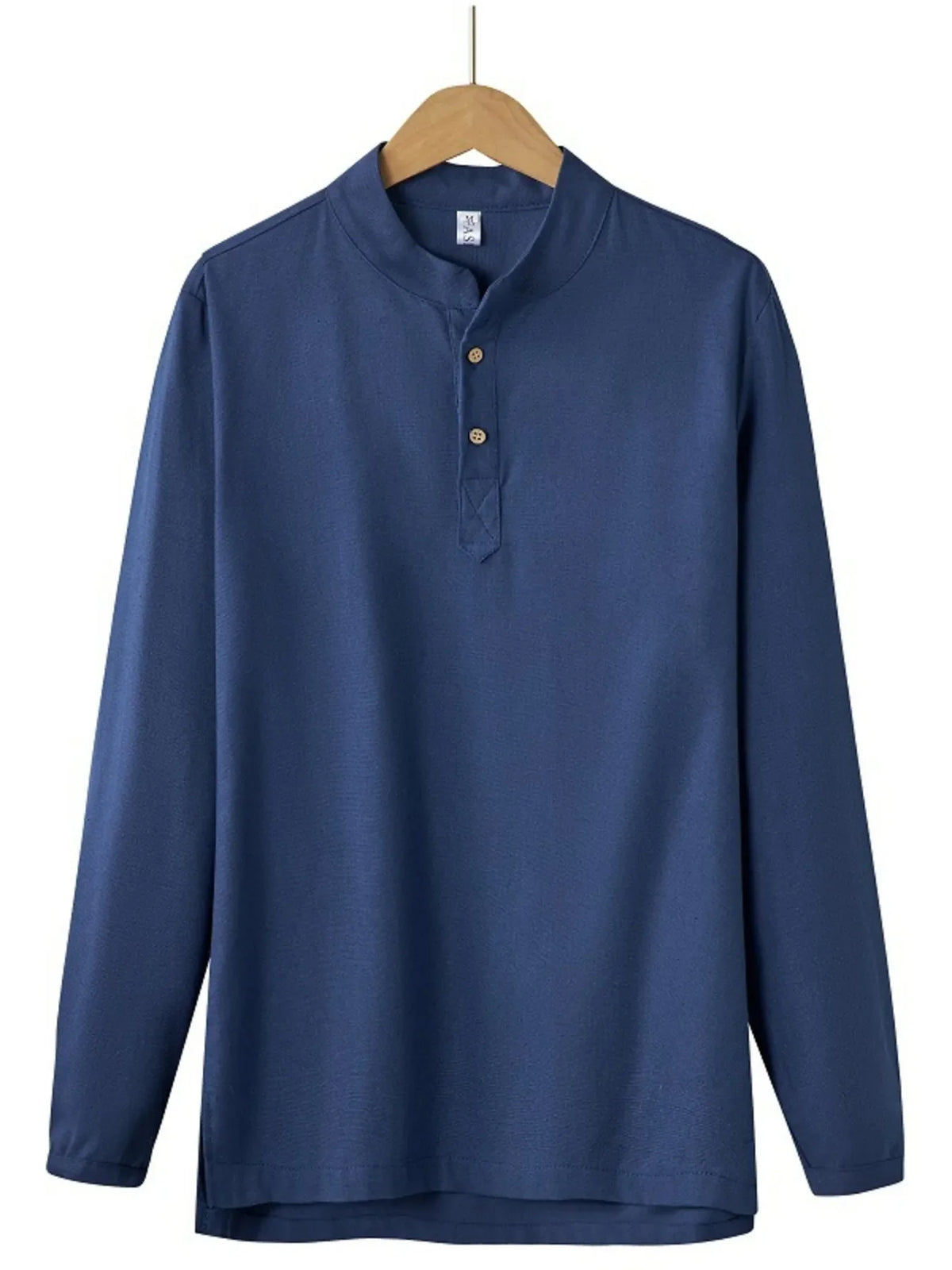 Men's Plus Size Button Detail Long Sleeve Blouse