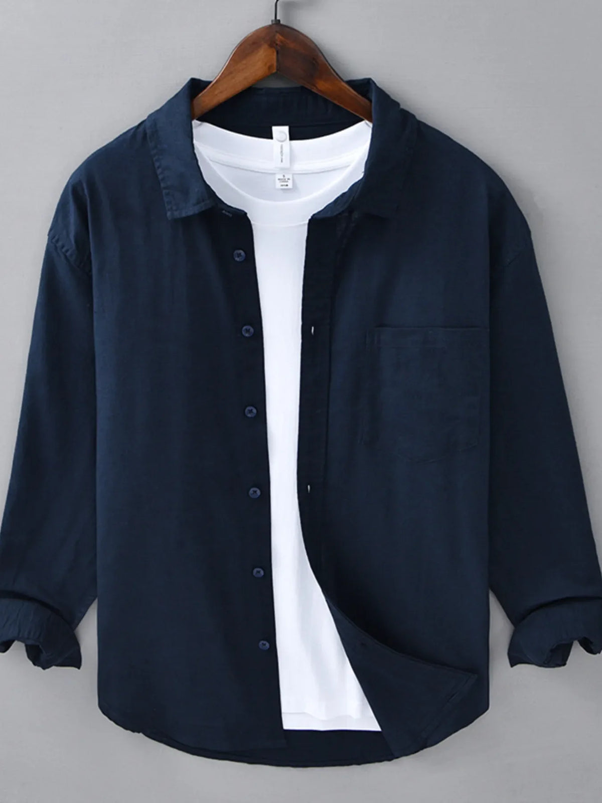 Men's Plus Size Button Up Long Sleeve Shirt