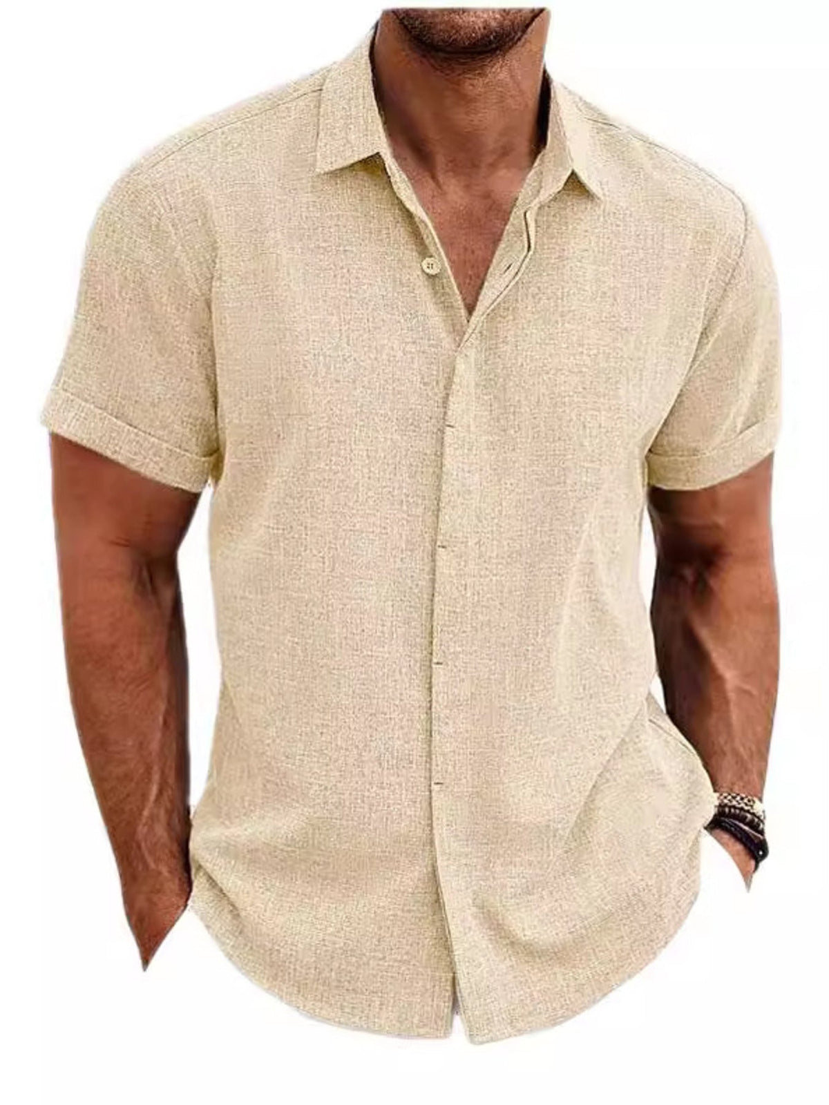 Men's Full Size Casual Short Sleeve Button-Down Shirt Plus Size