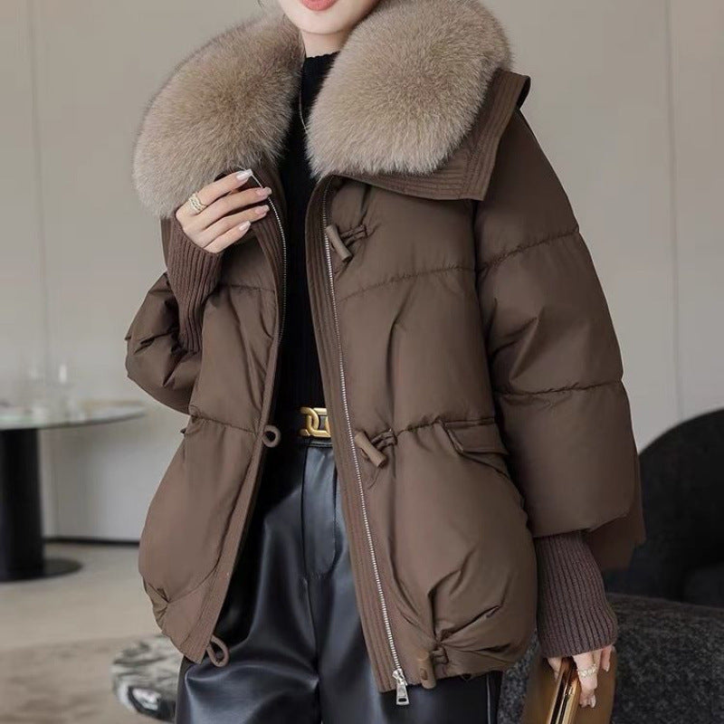 Reaper unit worldwide Down Cotton-padded Jacket Women's Short Fur Collar Thickened Coat Winter Clothing