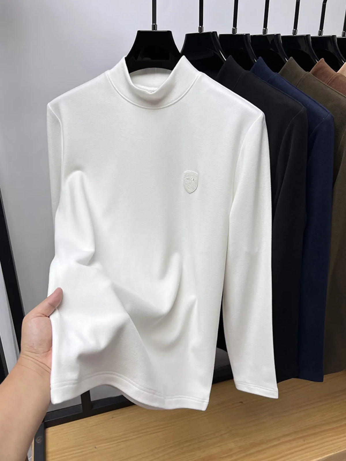 Men's Plus Size Mock Neck Long Sleeve T-Shirt