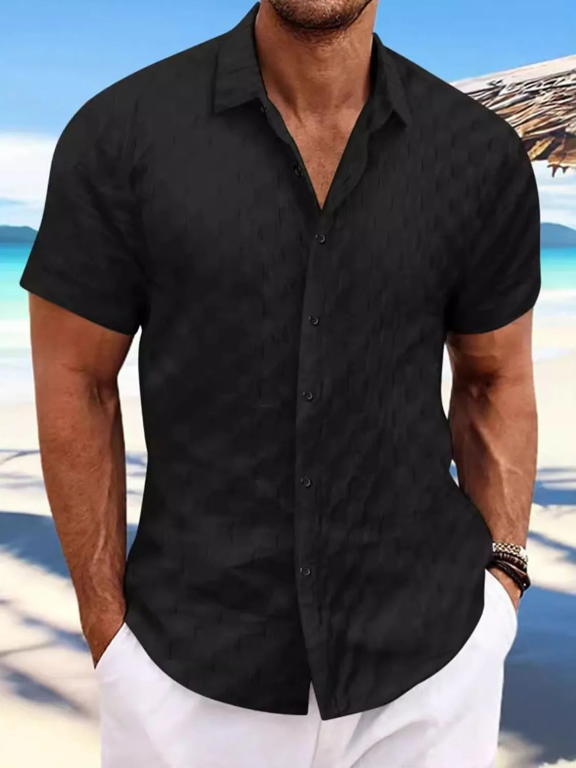 Men's Full Size Button Up Short Sleeve Shirt Plus Size