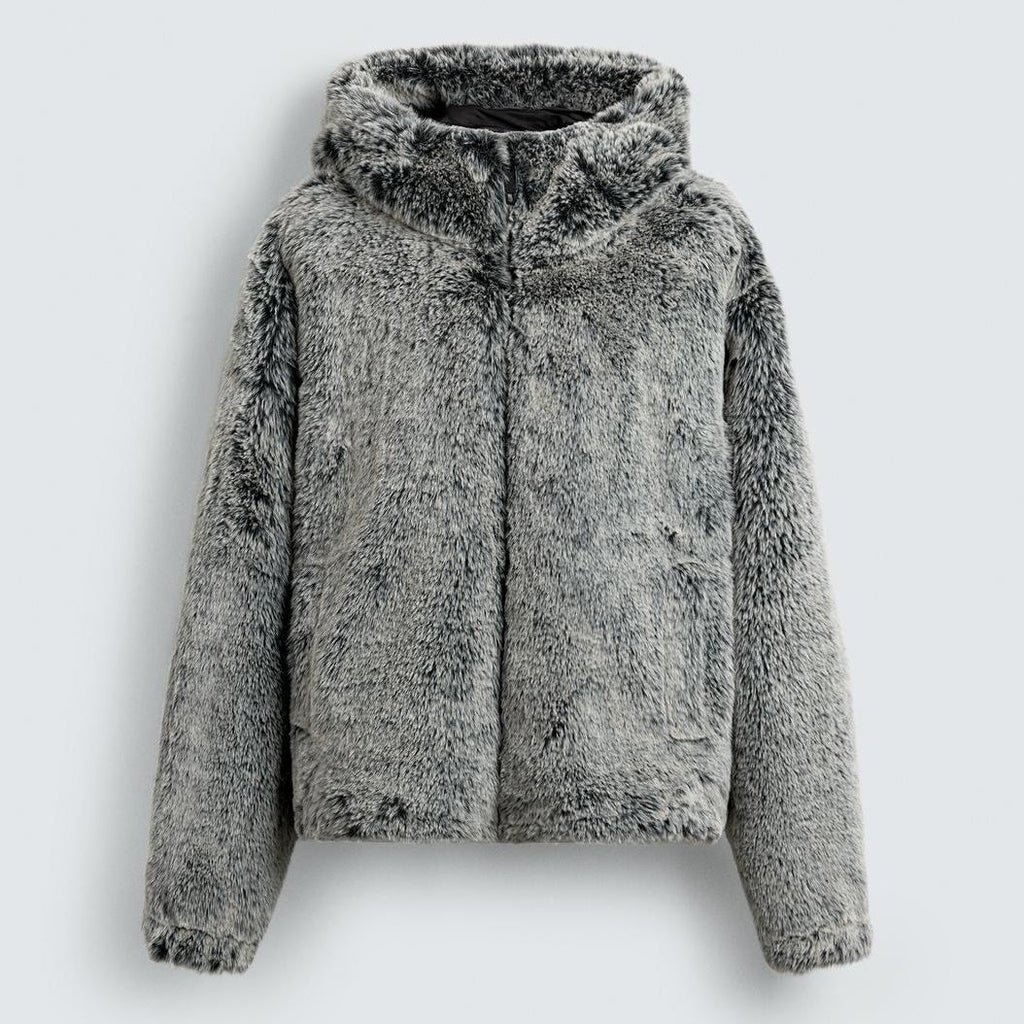 Reaper unit worldwide Hooded Faux Fur Jacket Coat