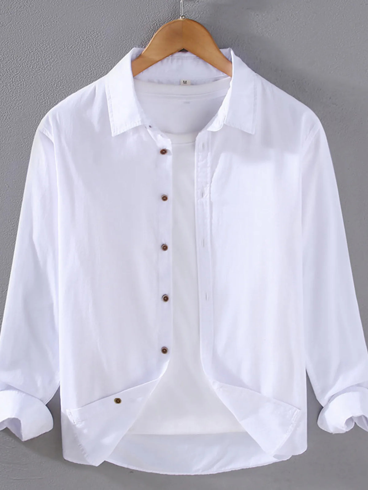 Men's Plus Size Button-Up Shirt with Rolled Sleeves