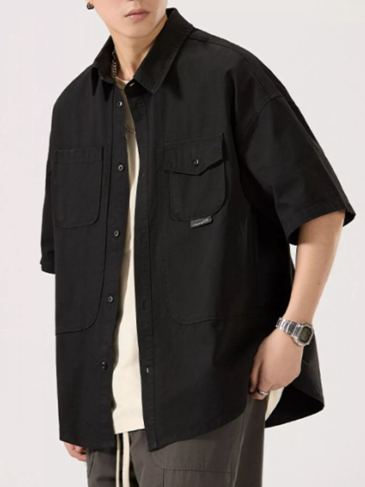 Men's Full Size Button Up Half Sleeve Shirt Plus Size