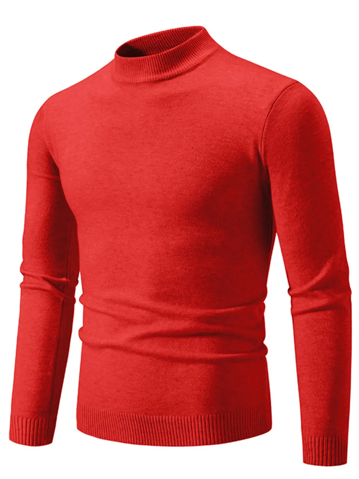 Men's Plus Size Ribbed Hem Mock Neck Long Sleeve Sweater