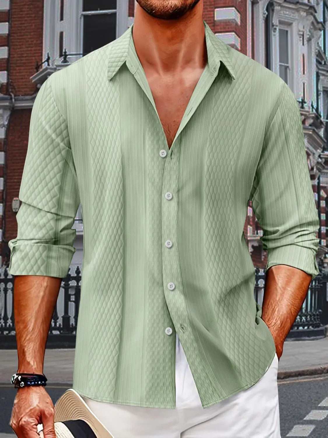 Men's Full Size Button Up Long Sleeve Shirt Plus Size